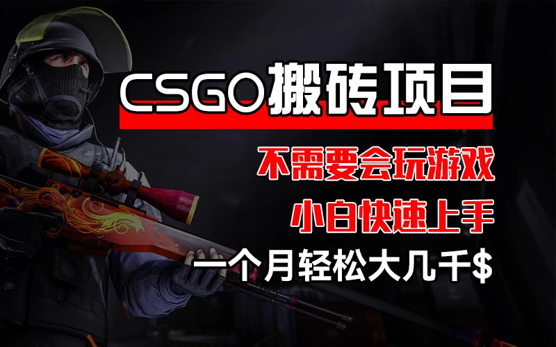 CSGO 装备搬砖项目,操作简单,不需要会玩游戏,小白也能快速上手,一个月轻松大几千