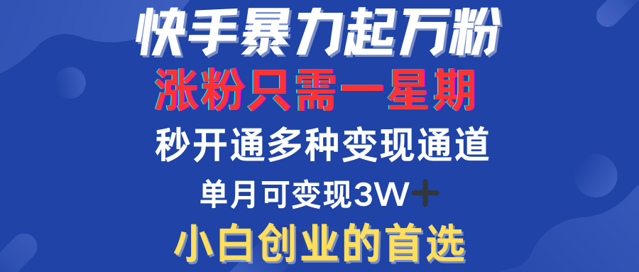 快手万粉号速成,仅需3到七天,小白创业的首选,一套玩法,多种变现模式 第1张 快手万粉号速成,仅需3到七天,小白创业的首选,一套玩法,多种变现模式 第1张
