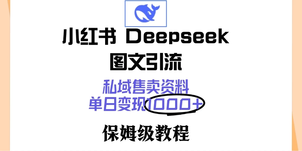 小红书 Deepseek 图文引流，私域售卖资料，单日变现1000+，保姆级教程 第1张