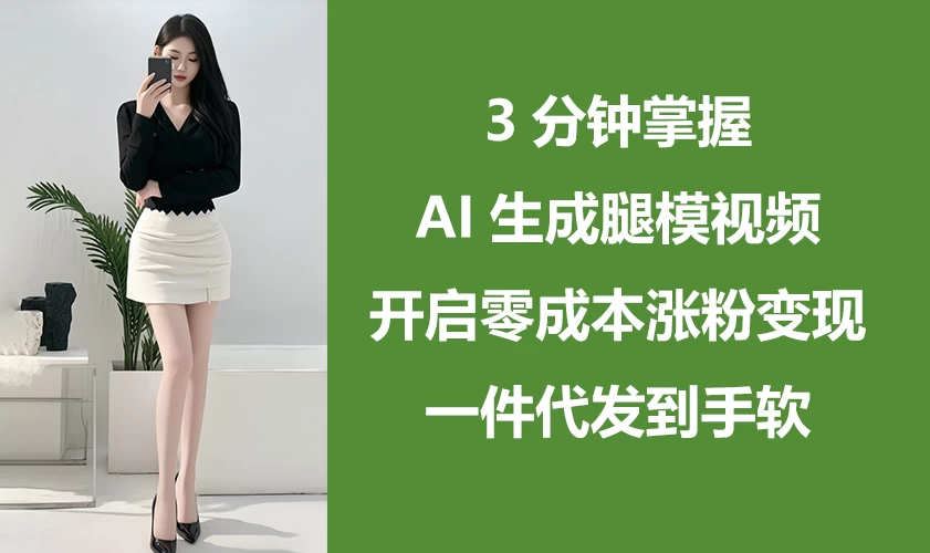 3分钟掌握AI生成腿模视频，开启0成本涨粉变现，一件代发到手软 第1张