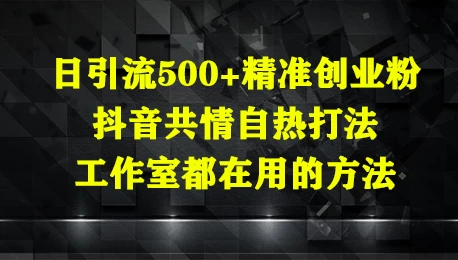 日引流500+精准创业粉,抖音共情自热打法,工作室都在用的方法 第1张 日引流500+精准创业粉,抖音共情自热打法,工作室都在用的方法 第1张
