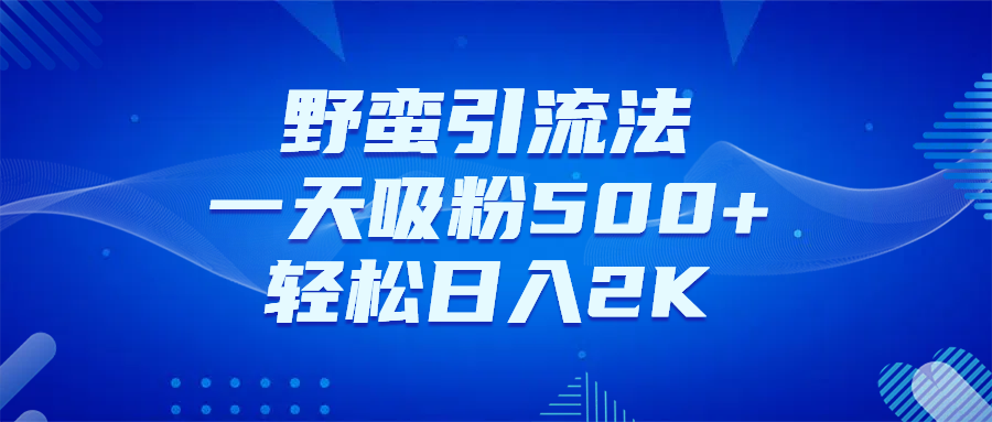 野蛮引流法，一天吸粉500+，轻松日入2K+