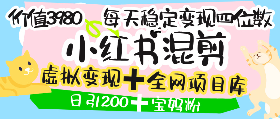 价值3980的小红书混剪, 虚拟变现 +全网项目库 , 日引200+宝妈创业粉,每天稳定四位数变现 第1张 价值3980的小红书混剪, 虚拟变现 +全网项目库 , 日引200+宝妈创业粉,每天稳定四位数变现 第1张