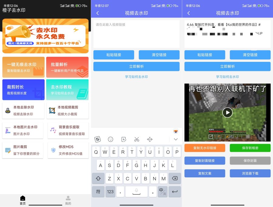 橙子去水印3.1.5纯净无广告 支持批量解析