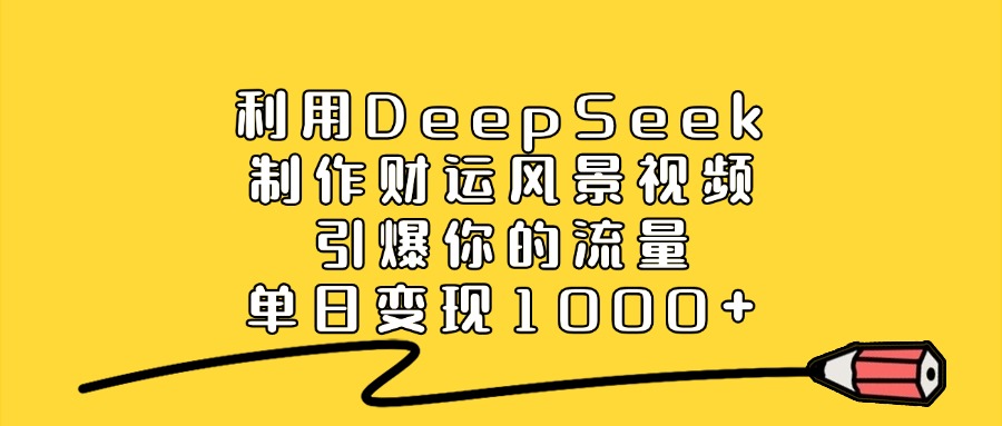 利用DeepSeek制作财运风景视频,引爆流量,单日变现1000+ 第1张 利用DeepSeek制作财运风景视频,引爆流量,单日变现1000+ 第1张